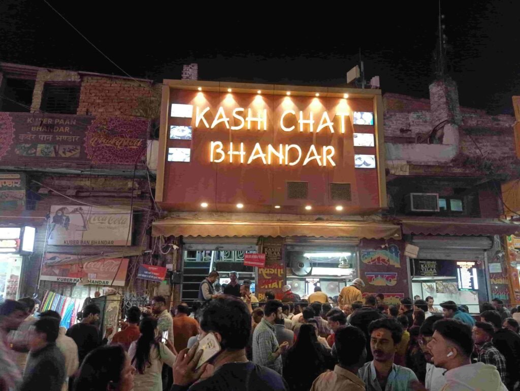 Kashi Chat Bhandar evening view for authentic street food in Varanasi Travel Guide